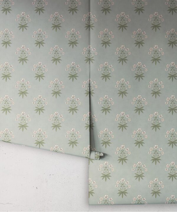 Geranium Wallpaper - Palace Grove Collection - M&K Studio - Roll - Colorway: Duck Egg