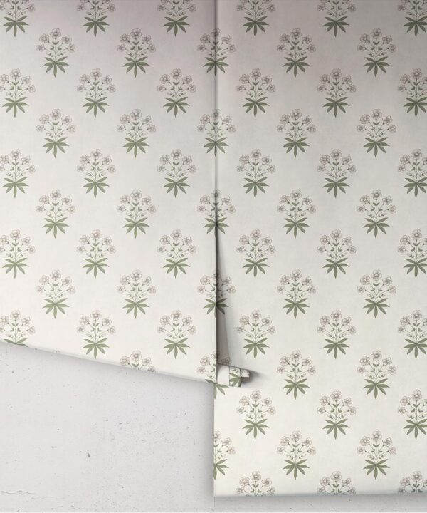 Geranium Wallpaper - Palace Grove Collection - M&K Studio - Roll - Colorway: Linen