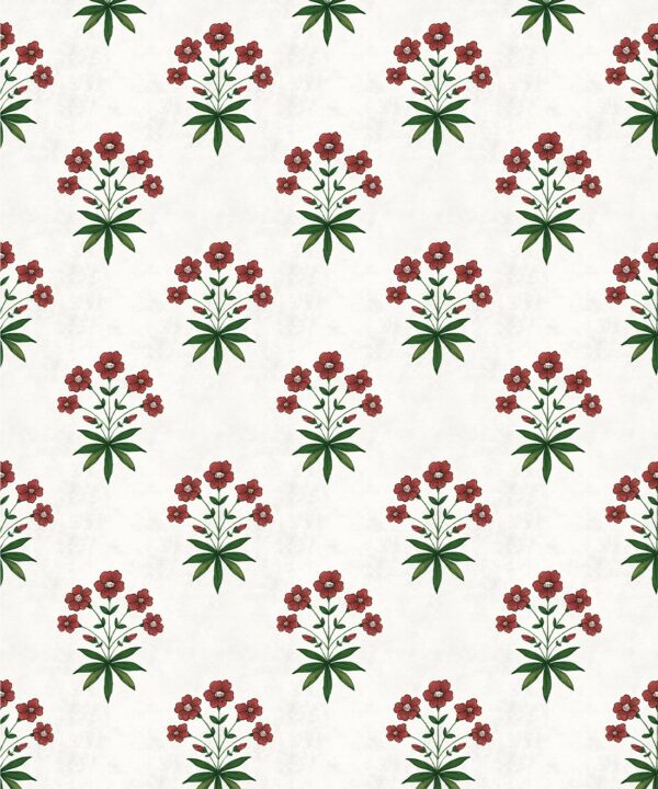 Geranium Wallpaper - Palace Grove Collection - M&K Studio - Swatch - Colorway: Ruby