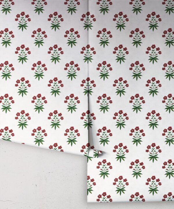 Geranium Wallpaper - Palace Grove Collection - M&K Studio - Roll - Colorway: Ruby