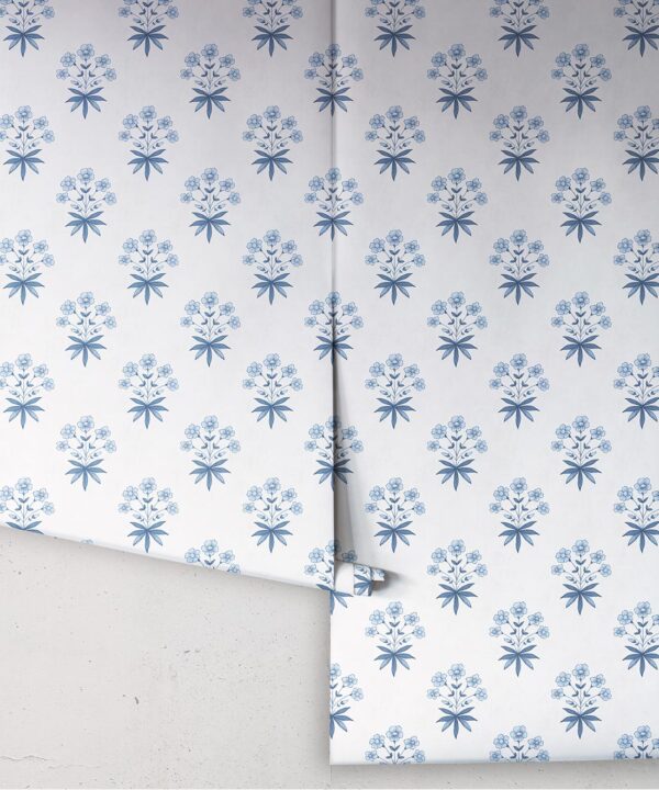 Geranium Wallpaper - Palace Grove Collection - M&K Studio - Roll - Colorway: Sapphire