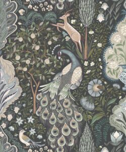 Peacock Garden Wallpaper - Palace Grove Collection - M&K Studio - Swatch - Colorway: Cobalt