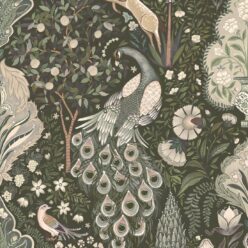 Peacock Garden Wallpaper - Palace Grove Collection - M&K Studio - Swatch - Colorway: Cobalt
