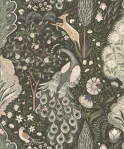 Peacock Garden Wallpaper - Palace Grove Collection - M&K Studio - Swatch - Colorway: Cobalt