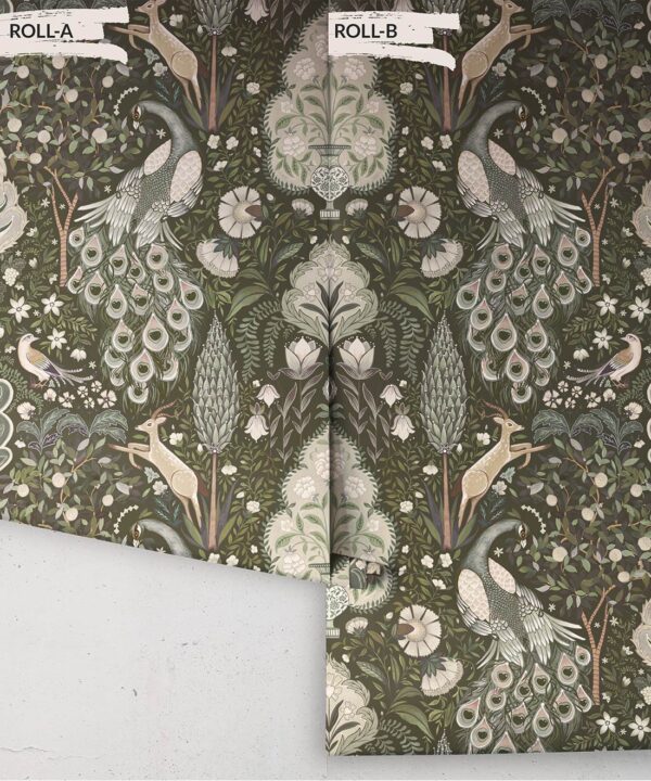 Peacock Garden Wallpaper - Palace Grove Collection - M&K Studio - Roll - Colorway: Cobalt