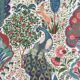 Peacock Garden Wallpaper - Palace Grove Collection - M&K Studio - Swatch - Colorway: Ruby