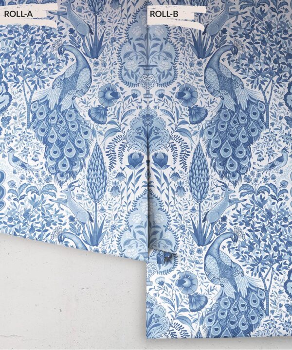 Peacock Garden Wallpaper - Palace Grove Collection - M&K Studio - Roll - Colorway: Sapphire