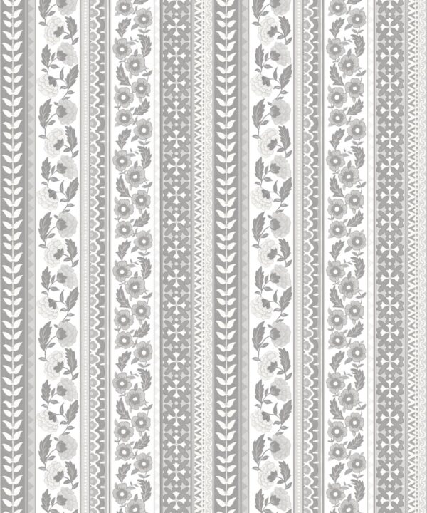 Ribbon Wallpaper - Palace Grove Collection - M&K Studio - Swatch - Colorway: Ivory