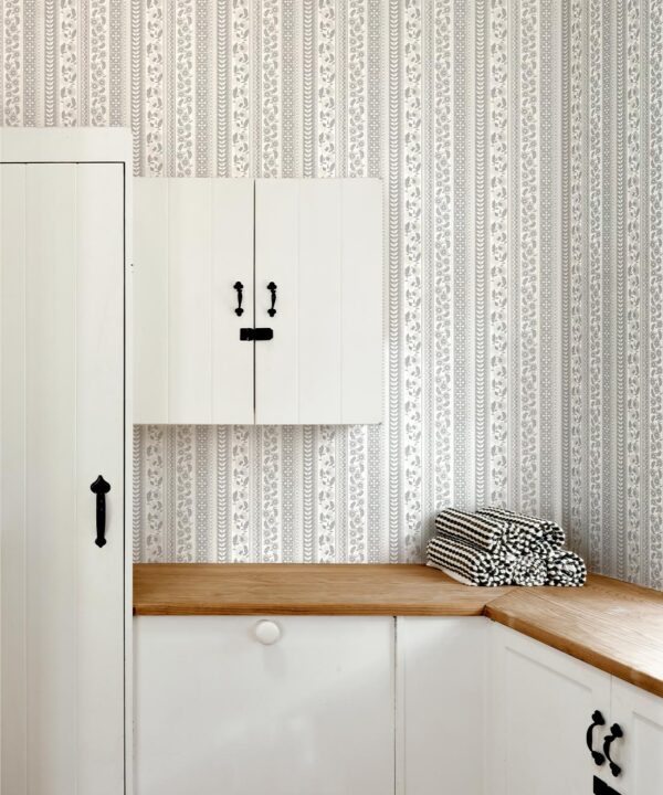 Ribbon Wallpaper - Palace Grove Collection - M&K Studio - Insitu - Colorway: Ivory