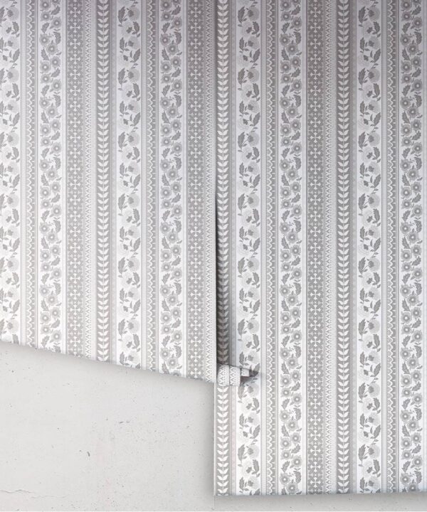 Ribbon Wallpaper - Palace Grove Collection - M&K Studio - Roll - Colorway: Ivory