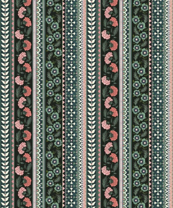 Ribbon Wallpaper - Palace Grove Collection - M&K Studio - Swatch - Colorway: Jewel