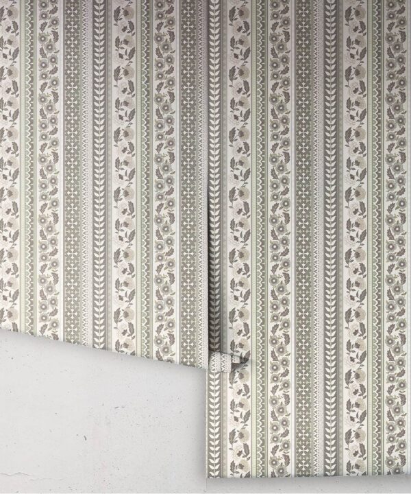 Ribbon Wallpaper - Palace Grove Collection - M&K Studio - Roll - Colorway: Linen