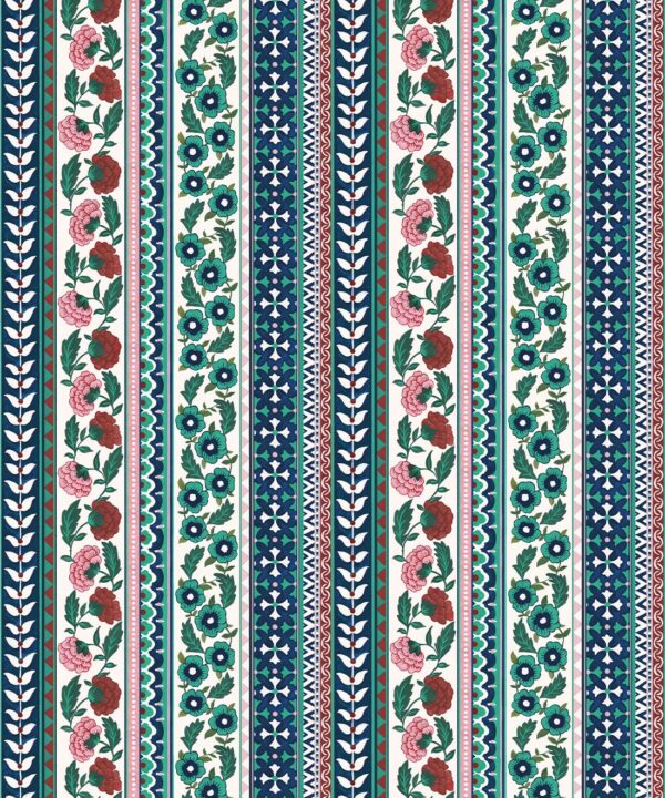 Ribbon Wallpaper - Palace Grove Collection - M&K Studio - Swatch - Colorway: Ruby