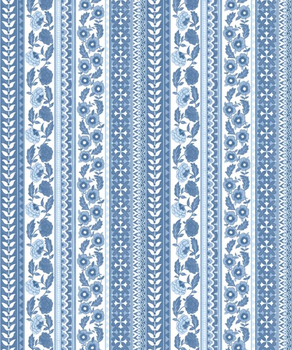 Ribbon Wallpaper - Palace Grove Collection - M&K Studio - Swatch - Colorway: Sapphire