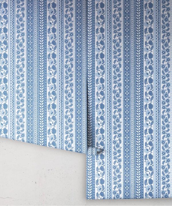 Ribbon Wallpaper - Palace Grove Collection - M&K Studio - Roll - Colorway: Sapphire