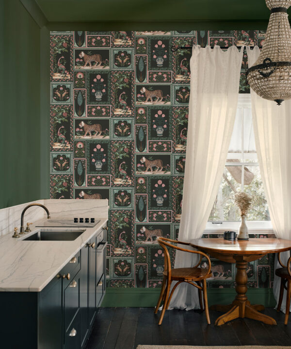 Courtyard Wallpaper - Palace Grove Collection - M&K Studio - Insitu - Colorway: Jewel