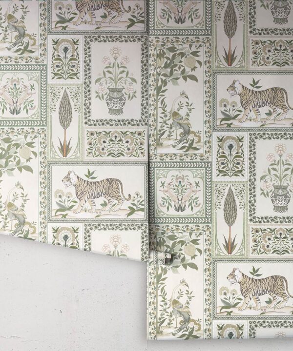 Courtyard Wallpaper - Palace Grove Collection - M&K Studio - Roll - Colorway: Linen