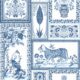 Courtyard Wallpaper - Palace Grove Collection - M&K Studio - Swatch - Colorway: Sapphire