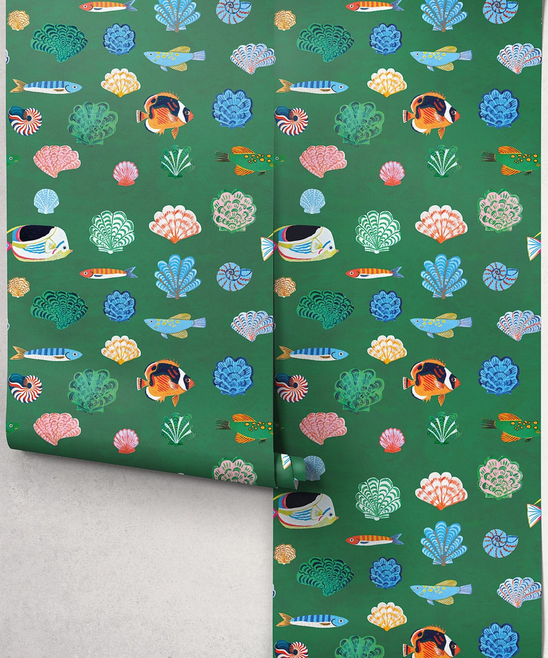Seaside Treasures Wallpaper - Colourway: Kelp Green - Roll