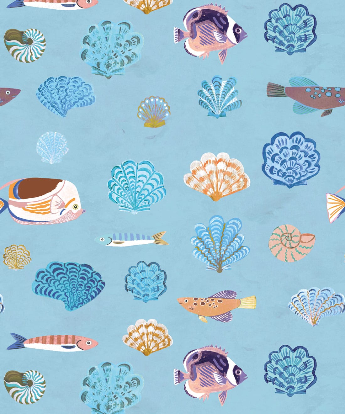 Seaside Treasures Wallpaper - Colourway: Powder Blue - Swatch