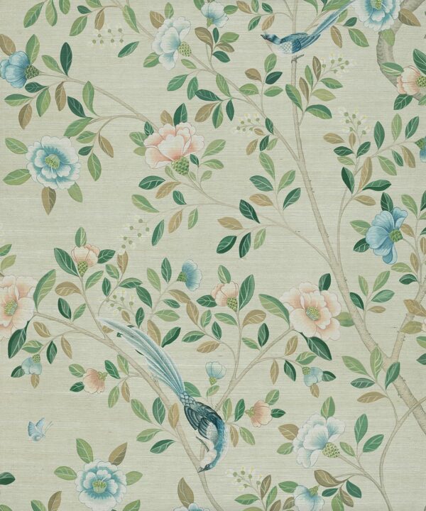 Camellia Tree Grasscloth Mural