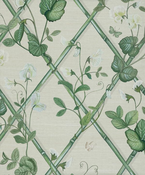 Grande Climbing Sweet Pea Grasscloth Wallpaper - Image 2
