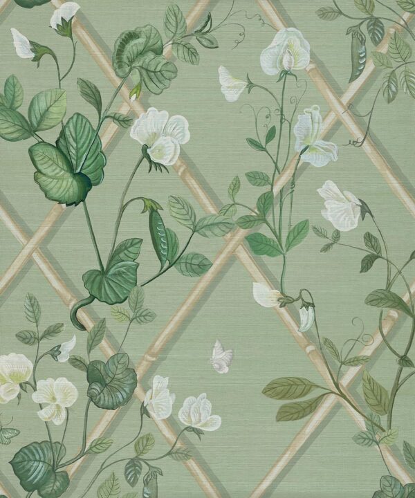 Grande Climbing Sweet Pea Grasscloth Wallpaper - Image 3
