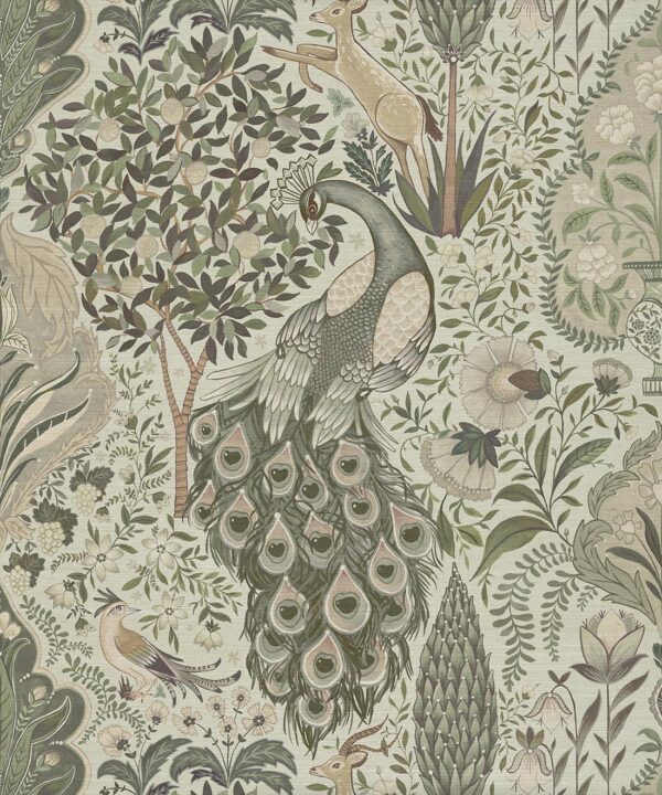 Peacock Garden Grasscloth Wallpaper - Image 4