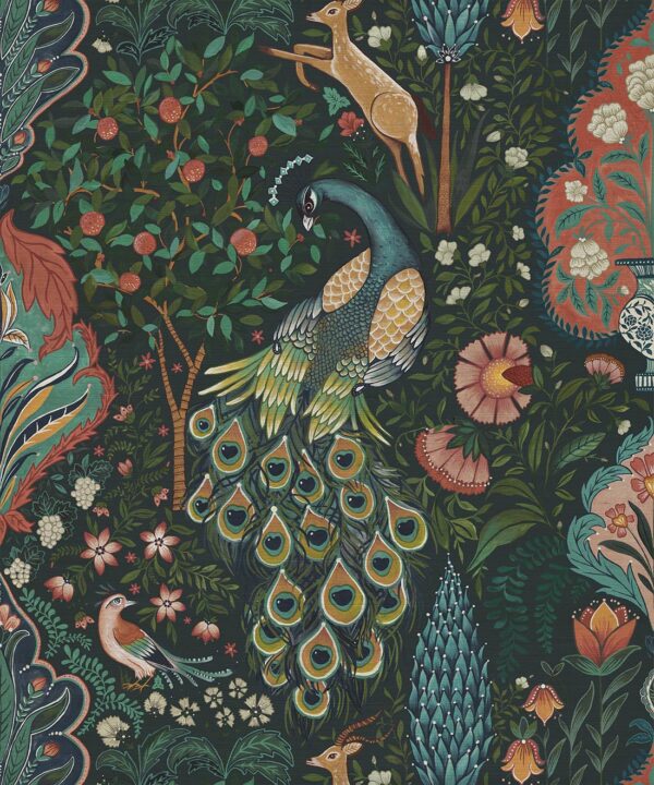 Peacock Garden Grasscloth Wallpaper - Image 6