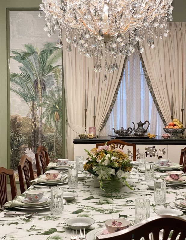South Asian Subcontinent Mural in a paneled dining room