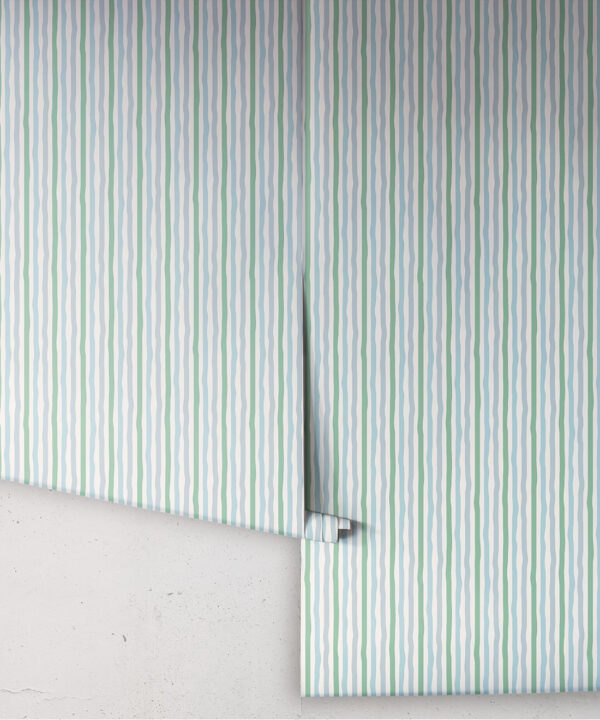 Can’t Keep It Straight Wallpaper | Colourway: Blue & Green | Anything But Basic Collection | Gray Benko x Milton&King | Roll