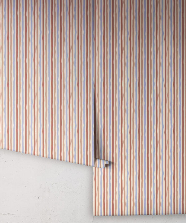 Can’t Keep It Straight Wallpaper | Colourway: Brick & Periwinkle | Anything But Basic Collection | Gray Benko x Milton&King | Roll