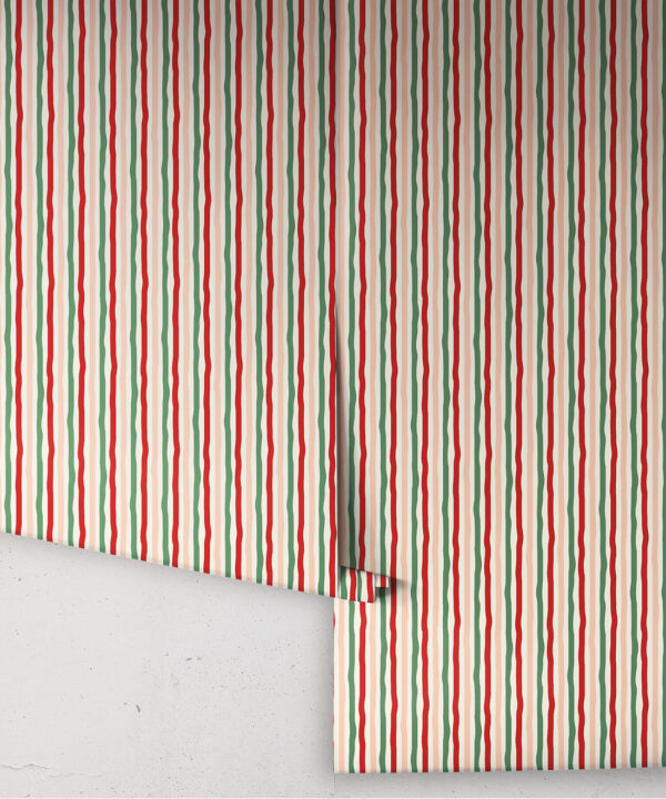 Can’t Keep It Straight Wallpaper | Colourway: Red & Green | Anything But Basic Collection | Gray Benko x Milton&King | Roll
