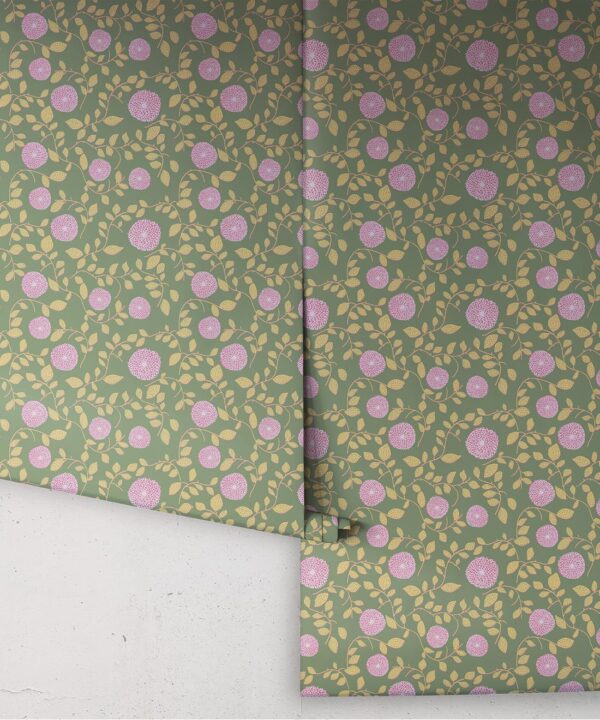 Mary Lennox Wallpaper | Colourway: Lavender & Green | Anything But Basic Collection | Gray Benko x Milton&King | Roll
