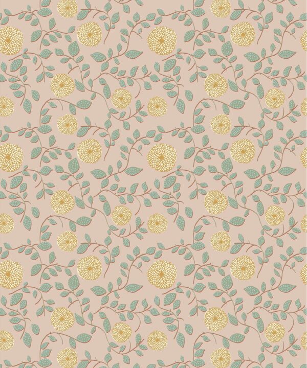 Mary Lennox Wallpaper | Colourway: Peach & Mustard | Anything But Basic Collection | Gray Benko x Milton&King | Swatch