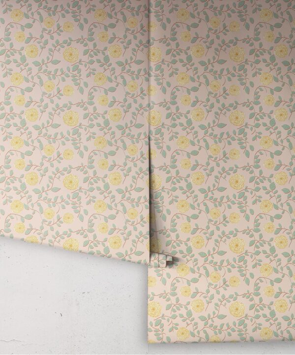 Mary Lennox Wallpaper | Colourway: Peach & Mustard | Anything But Basic Collection | Gray Benko x Milton&King | Roll