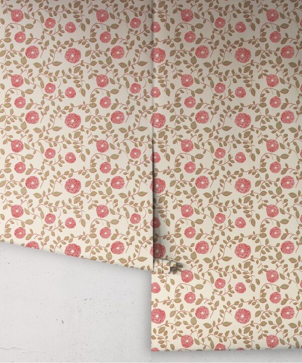 Mary Lennox Wallpaper | Colourway: Olive & Red | Anything But Basic Collection | Gray Benko x Milton&King | Roll