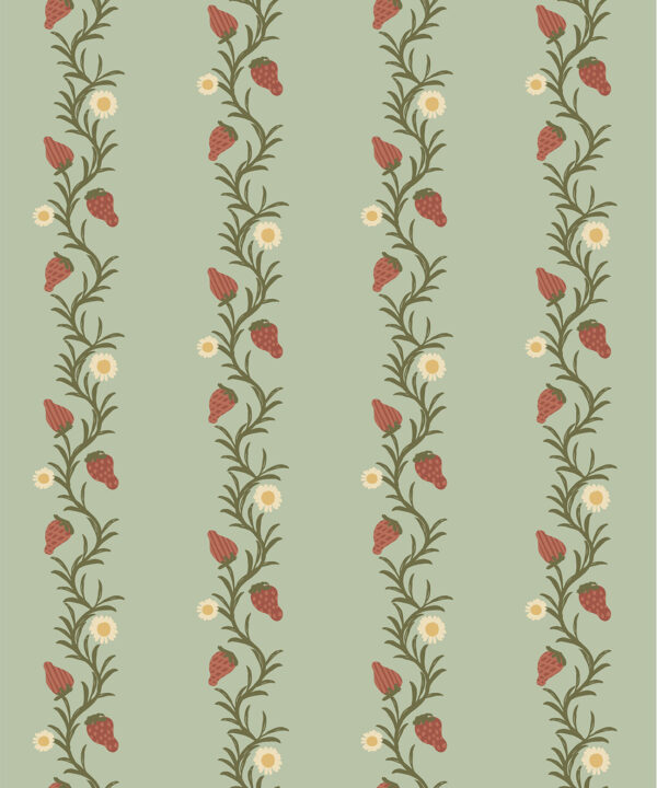 Strawberry Fields Wallpaper | Colourway: Sage & Cinnamon | Anything But Basic Collection | Gray Benko x Milton&King | Swatch