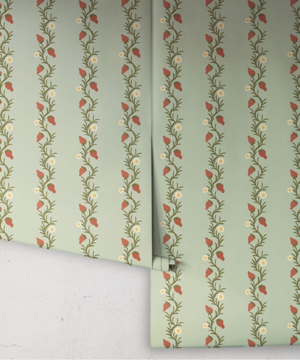 Strawberry Fields Wallpaper | Colourway: Sage & Cinnamon | Anything But Basic Collection | Gray Benko x Milton&King | Roll