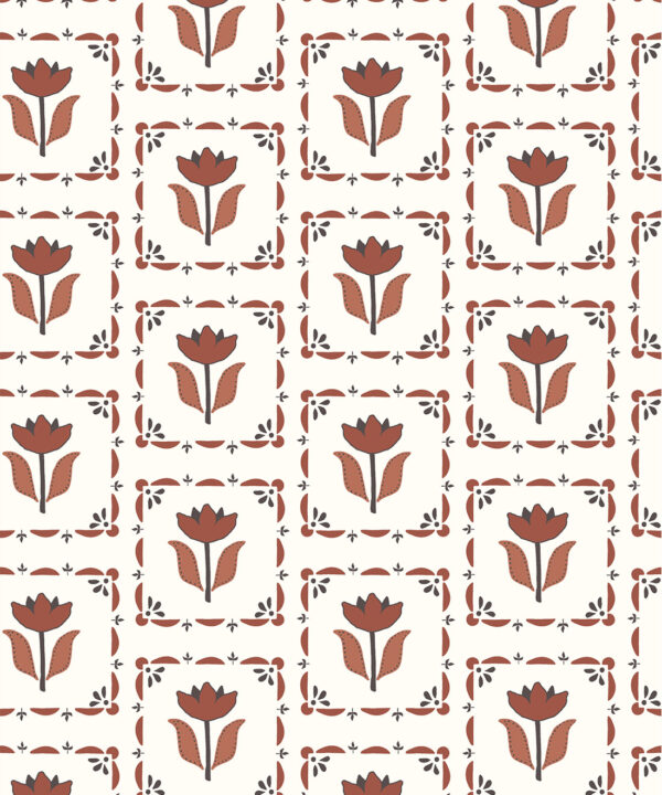 Flora Wallpaper | Colourway: Brown & Black | Anything But Basic Collection | Gray Benko x Milton&King | Swatch