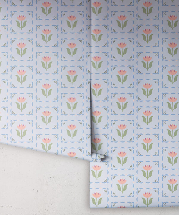Flora Wallpaper | Colourway: Periwinkle & Pink | Anything But Basic Collection | Gray Benko x Milton&King | Roll