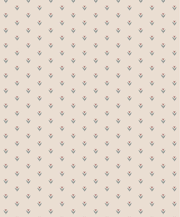 Nana’s Kitchen Wallpaper | Colourway: Ivory, Burgundy & Blue | Anything But Basic Collection | Gray Benko x Milton&King | Swatch