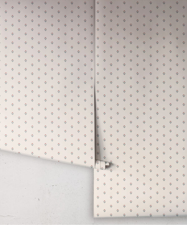 Nana’s Kitchen Wallpaper | Colourway: Ivory, Burgundy & Blue | Anything But Basic Collection | Gray Benko x Milton&King | Roll