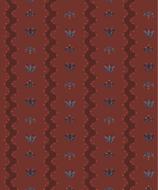 Wigglesworth Wallpaper | Colourway: Burgundy & Blue | Anything But Basic Collection | Gray Benko x Milton&King | Swatch