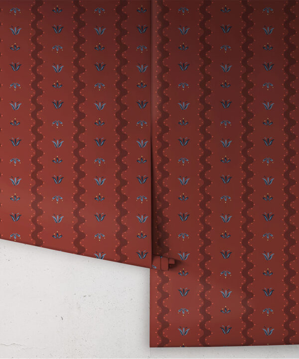Wigglesworth Wallpaper | Colourway: Burgundy & Blue | Anything But Basic Collection | Gray Benko x Milton&King | Roll