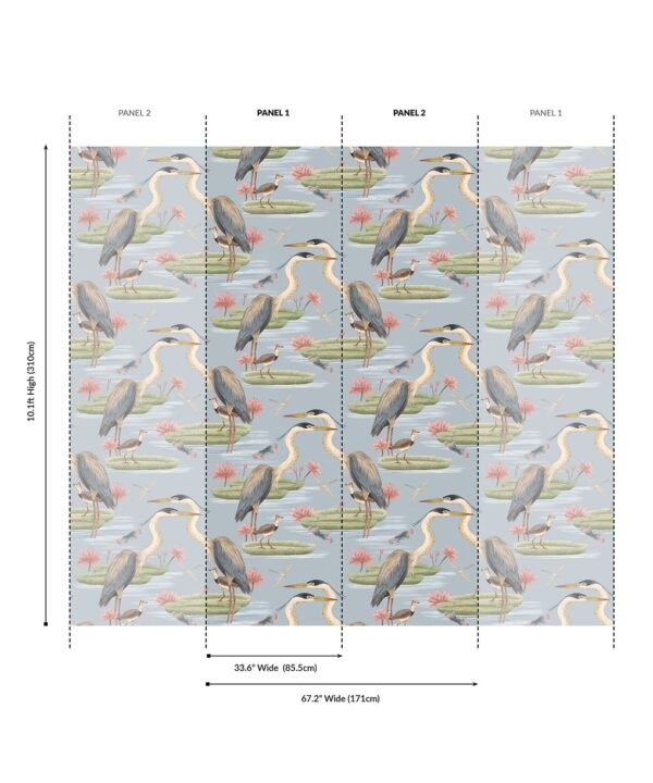 Heron, Jacana & Giant Lilypad Grasscloth Wallpaper - Image 6