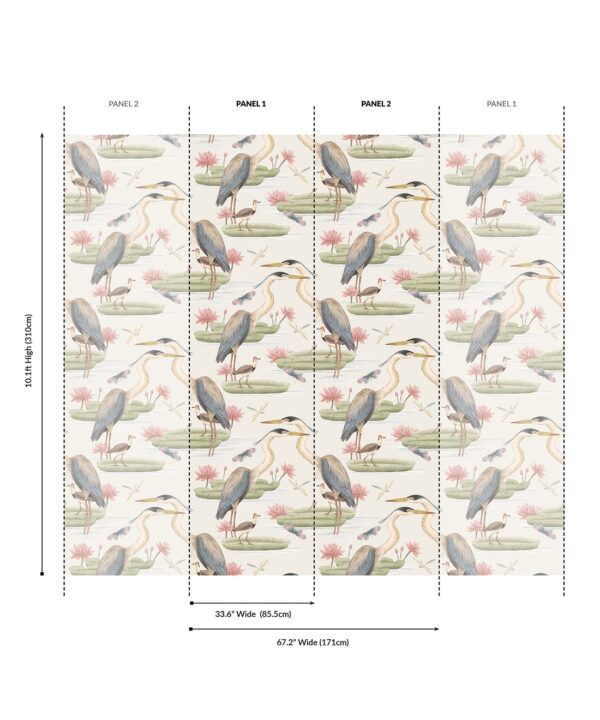 Heron, Jacana & Giant Lilypad Grasscloth Wallpaper - Image 4