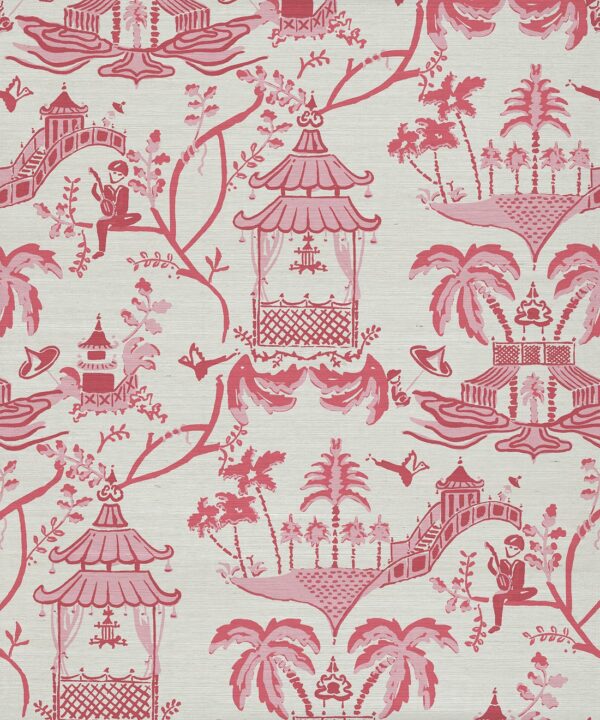 Mulberry Grasscloth Wallpaper - Colourway: Peony - Pattern Play Collection