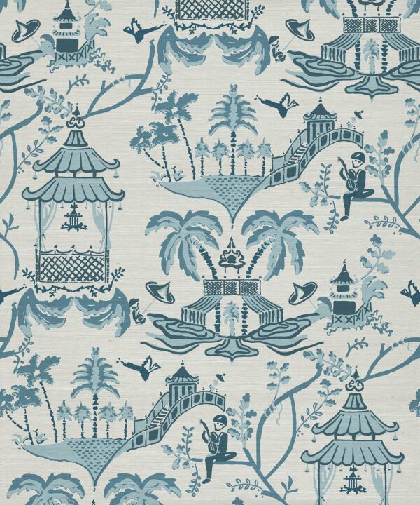 Mulberry Grasscloth Wallpaper - Colourway: Prussian Blue - Pattern Play Collection