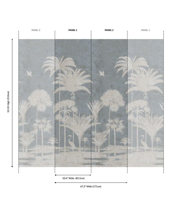 Shadow Palms Grasscloth Mural - Image 6